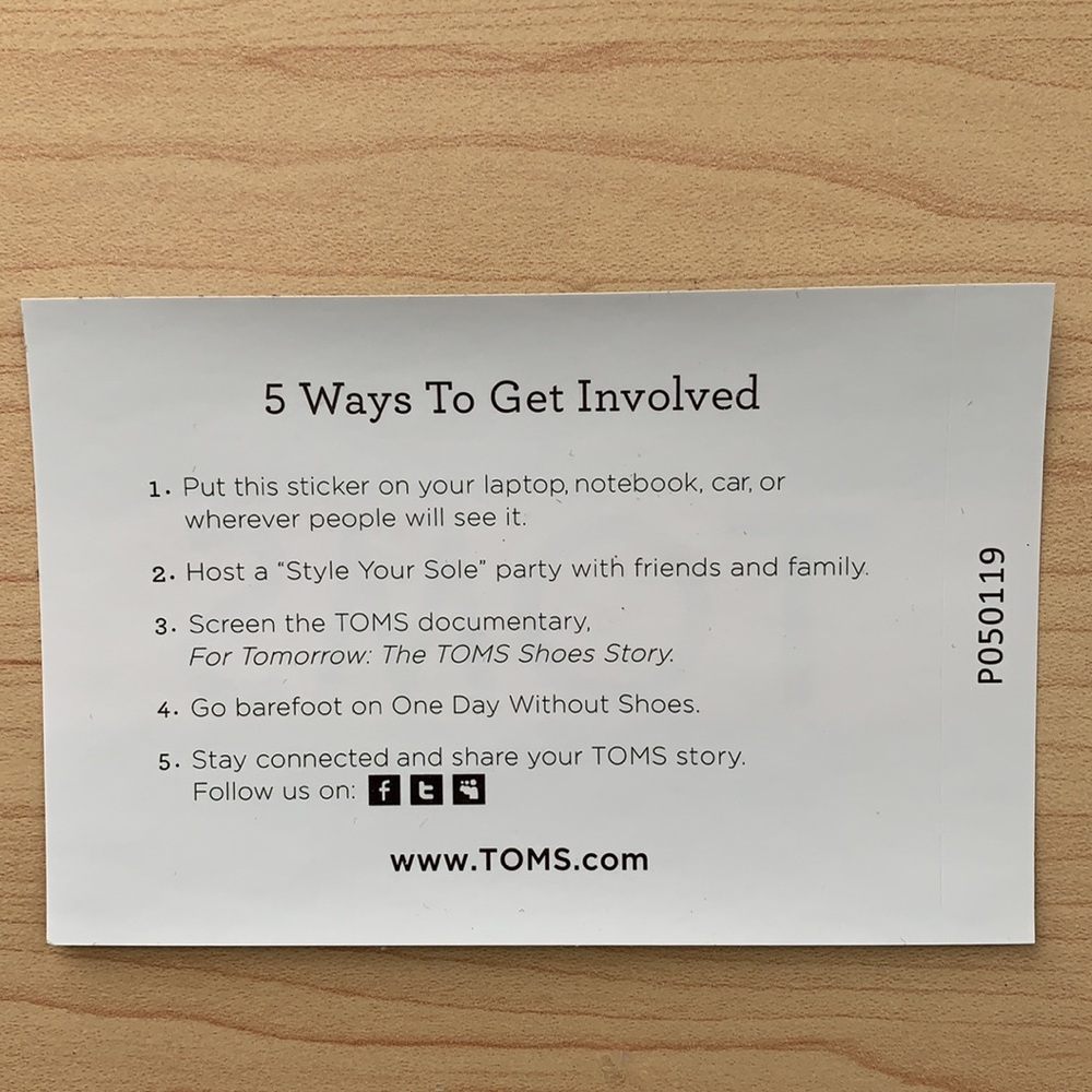 💥NWOT💥 Toms Sticker - Picture 2 of 2